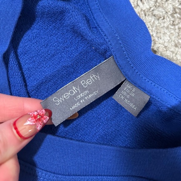 Sweaty Betty Royal Blue Cropped Long Sleeve Sweatshirt Crewneck Cropped Women - Picture 4 of 6